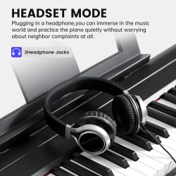 Piano digital AODSK de 88 teclas, piano de teclado con peso con soporte en U portátil y estable
