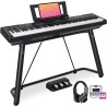 Piano digital AODSK de 88 teclas, piano de teclado con peso con soporte en U portátil y estable