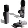 Paquete de 2 mini micrófonos inalámbricos de solapa Lavalier para iPhone, teléfono Android (2 en 1)