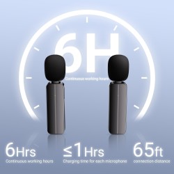 Paquete de 2 mini micrófonos inalámbricos de solapa Lavalier para iPhone, teléfono Android (2 en 1)