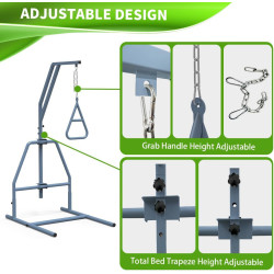 Trapecio de cama gris para ancianos | Agarradera de trapecio para movilidad de ancianos