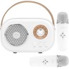 Mini máquina de karaoke para niños, altavoz Bluetooth portátil con 2 micrófonos inalámbricos