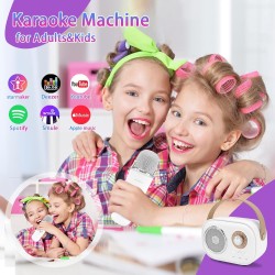 Mini máquina de karaoke para niños, altavoz Bluetooth portátil con 2 micrófonos inalámbricos