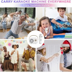 Mini máquina de karaoke para niños, altavoz Bluetooth portátil con 2 micrófonos inalámbricos