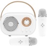 Mini máquina de karaoke para niños, altavoz Bluetooth portátil con 2 micrófonos inalámbricos