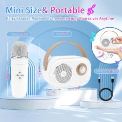 Mini máquina de karaoke para niños, altavoz Bluetooth portátil con 2 micrófonos inalámbricos