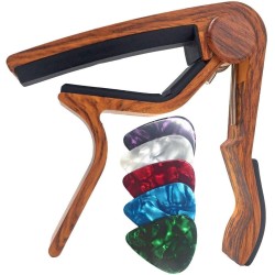 WINGO - Cejilla de guitarra | Cejilla para guitarra acustica y electrica con 5 puas extra