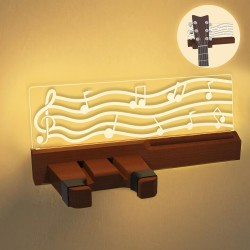 YuanDian Soporte de pared para guitarra iluminado con soporte para púas