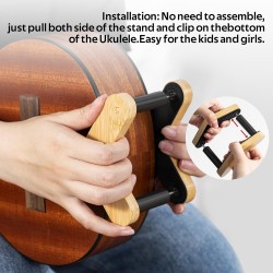 ENO MUSIC Soporte de madera portátil para ukelele de madera maciza para guitarras pequeñas de 4 cuerdas