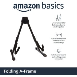 Soporte plegable y ajustable con forma de A para guitarras acústicas y eléctricas con goma antideslizante y brazos de espuma sua