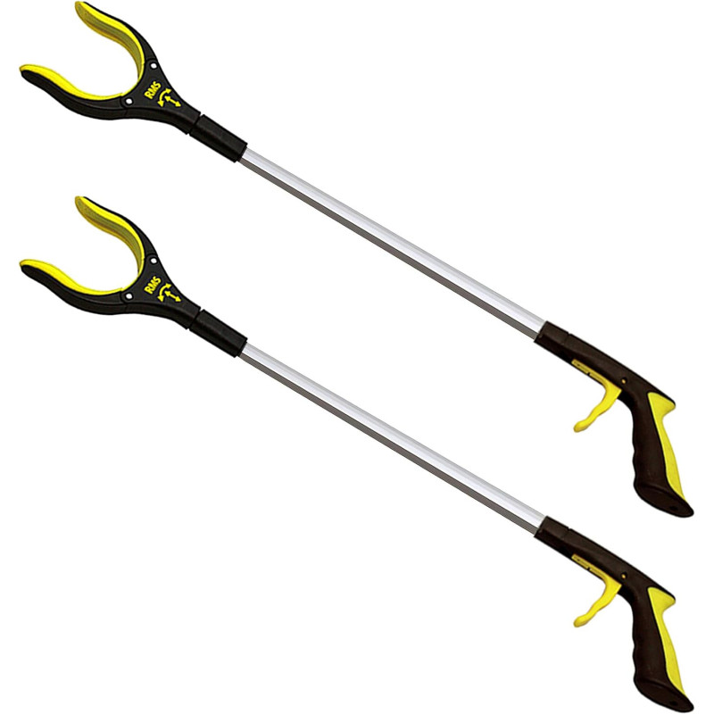 RMS Paquete de 2 agarradores extra largos de 34 pulgadas con mandíbula giratoria