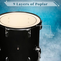 Ktaxon Juego de batería para adultos de 22 pulgadas, kit de 5 piezas de tamaño completo con soportes de platillo