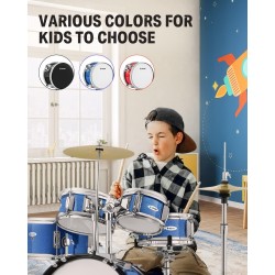 Juego de batería para niños, 5 piezas para principiantes, kit de batería junior de 14 pulgadas
