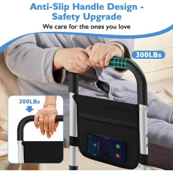 Rieles de cama para adultos mayores | Rieles firmes y ajustables para adultos mayores