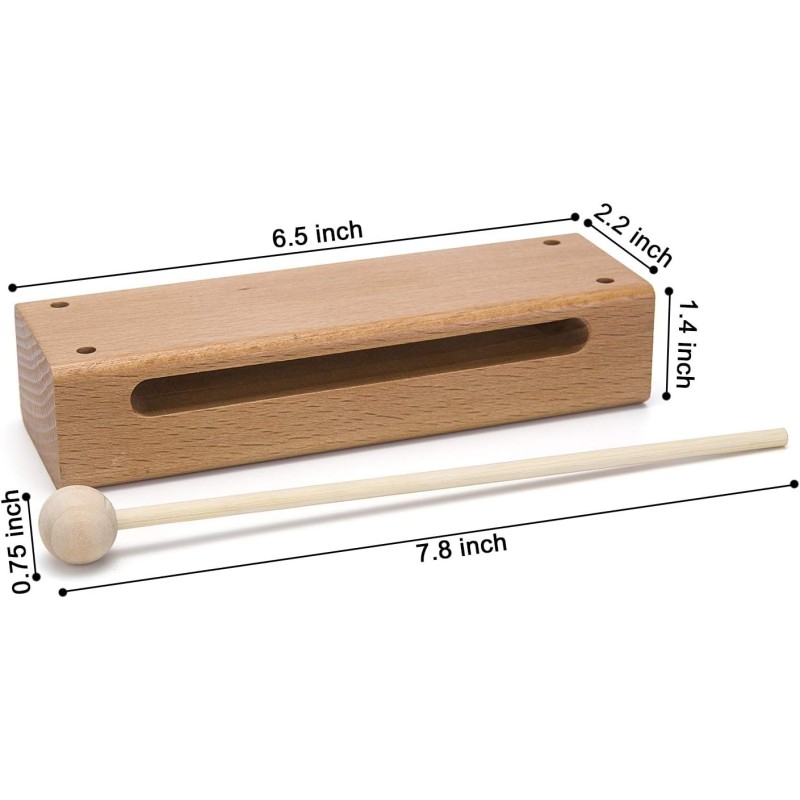 Instrumento musical de bloque de madera con mazo Bloques de ritmo de percusión de madera maciza
