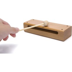 Instrumento musical de bloque de madera con mazo Bloques de ritmo de percusión de madera maciza