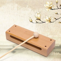 Instrumento musical de bloque de madera con mazo Bloques de ritmo de percusión de madera maciza