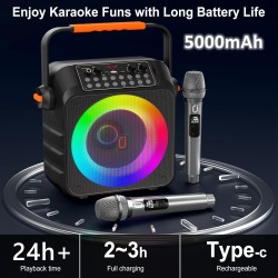 Máquina de karaoke | Con luces LED y microfonos