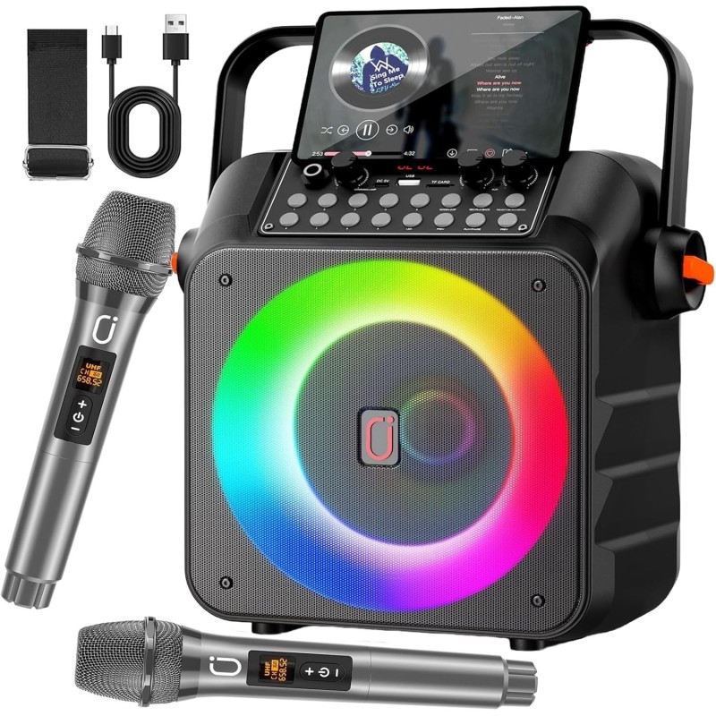 Máquina de karaoke | Con luces LED y microfonos