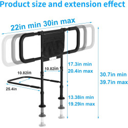 Rieles de cama para adultos mayores | Rieles firmes y con luz integrada