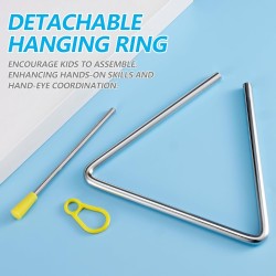 TIPTAP Triángulo de percusión de mano, triángulo de acero musical de 6 pulgadas con golpeador