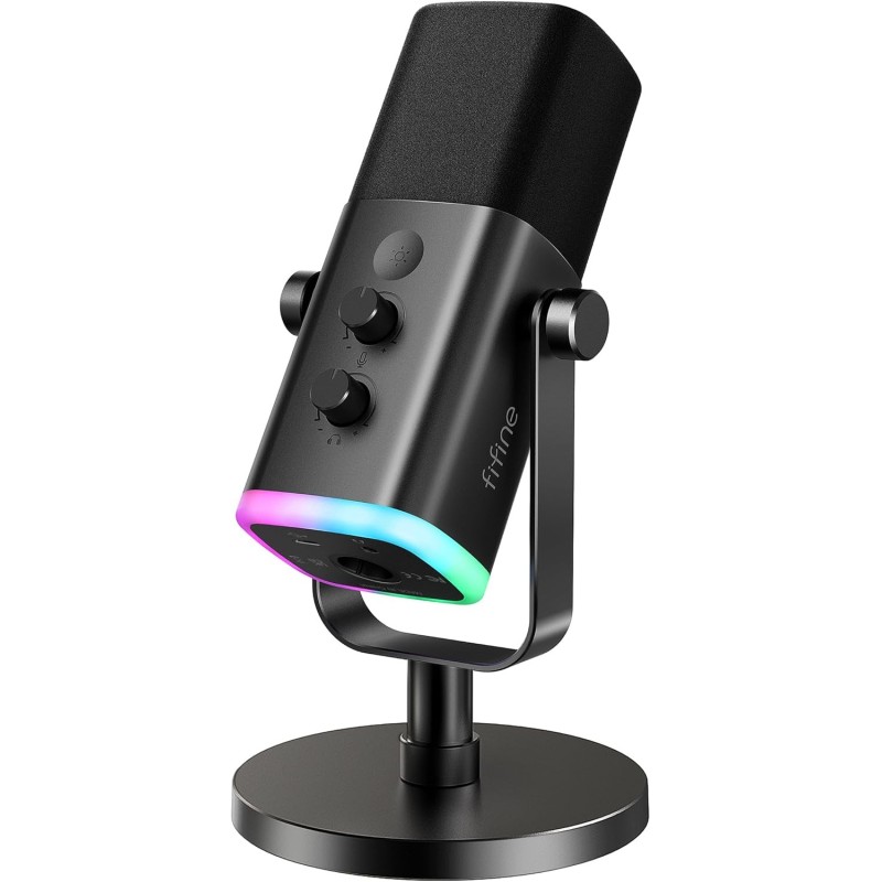 FIFINE - Micrófono dinámico XLR/USB | Microfono para podcast, transmision de musica y juegos