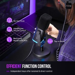 FIFINE - Micrófono dinámico XLR/USB | Microfono para podcast, transmision de musica y juegos