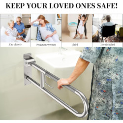 Barra de agarre para inodoro | Antideslizante y de niquel cepillado