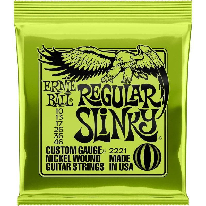 Ernie Ball Regular Slinky - Cuerdas para guitarra eléctrica, calibre 10-46 (P02221) Ernie Ball Regular Slinky - Cuerdas para guitarra eléctrica, calibre 10-46 (P02221)