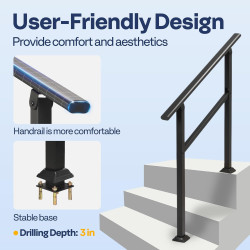 VIVOHOME Paquete de 2 barandillas de mano | Barandillas de acero para escaleras exteriores