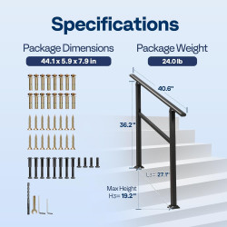 VIVOHOME Paquete de 2 barandillas de mano | Barandillas de acero para escaleras exteriores