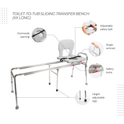Eagle Health Supplies Banco de transferencia de inodoro a bañera | Asiento de transferencia de indoro a bañera acolchado