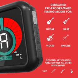 KLIQ UberTuner - Afinador profesional de clip | Para todo tipo de instrumento con afinacion cromatica