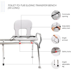 Eagle Health Supplies Banco de transferencia de inodoro a bañera | Asiento de transferencia de indoro a bañera acolchado