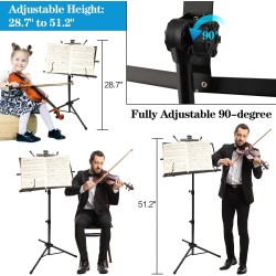 1 paquete de soporte de música, con soporte de clip para partituras de música y bolsa de transporte