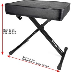 Taburete resistente RockJam Xfinity con doble X para piano, premontado, con correas de bloqueo