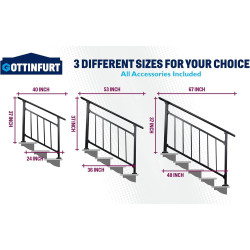 Pasamanos de escalera ajustables | Pasamanos de exteriores ajustables para escaleras