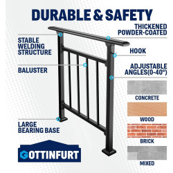 Pasamanos de escalera ajustables | Pasamanos de exteriores ajustables para escaleras