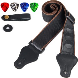 Correas de guitarra eléctrica acústica, correa de guitarra baja con 3 extremos de soporte para púas de guitarra