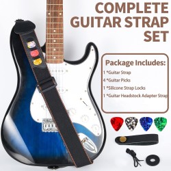 Correas de guitarra eléctrica acústica, correa de guitarra baja con 3 extremos de soporte para púas de guitarra