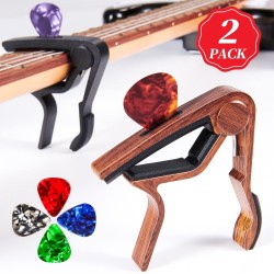 Capo - Cejilla para guitarra eléctrica acústica, ukelele, paquete de 2 abrazaderas de clip para guitarra Kapo con soporte para p