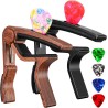 Capo - Cejilla para guitarra eléctrica acústica, ukelele, paquete de 2 abrazaderas de clip para guitarra Kapo con soporte para p