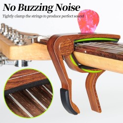 Capo - Cejilla para guitarra eléctrica acústica, ukelele, paquete de 2 abrazaderas de clip para guitarra Kapo con soporte para p