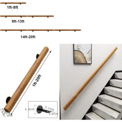 Barandilla de madera antideslizante | Barandilla elegante demadera para escaleras