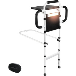 Rieles de cama para adultos mayores con bandeja plegable y luz con sensor de movimiento