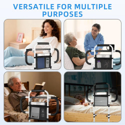 Rieles de cama para adultos mayores con bandeja plegable y luz con sensor de movimiento