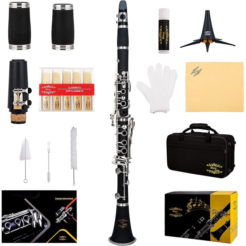 Glory GLY-PBK Clarinete profesional | Kit de accesorios de Clarinete para presentaciones Glory GLY-PBK Clarinete profesional | Kit de accesorios de Clarinete para presentaciones