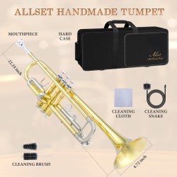 ALLSET Trompeta estándar | Con estuche y herramientas de limpieza