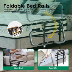 Rieles de cama plegables con una sola mano para adultos mayores