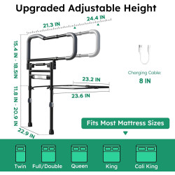 Rieles de cama plegables con una sola mano para adultos mayores